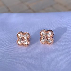 VCA Van Cleef Rose Gold Alhambra stud Earrings